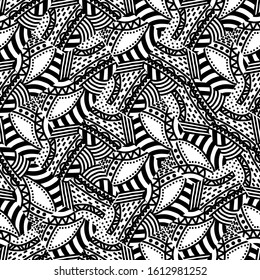 Seamless abstract pattern. Black-white print for textiles and paper. Vector illustration.