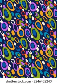 seamless abstract pattern , blue background, bright ellipses, textile, paper, print