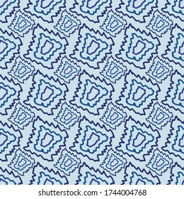 Patrón abstracto sin inconvenientes. Colores azules. Fondo vector dibujado a mano. Textil, tejido, envoltura, papel pintado a la moda.