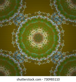 Seamless abstract pattern with blue and green repeating elements. Oriental vector classic pattern.
