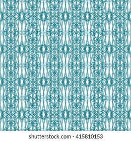 Seamless abstract pattern with blue guilloche ornament on white (transparent) background. Vector illustration eps