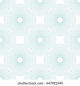 Seamless abstract pattern with blue guilloche ornament isolated on white (transparent) background. Vector illustration eps