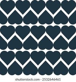 Seamless abstract pattern with blue heart symbols on white background