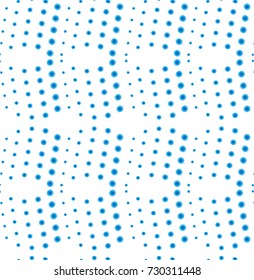 Seamless abstract pattern of blue ovals that make up wavy futuristic lines. Vector illustration for website design, textiles, wallpapers, postcards, poster, labels mock-up.