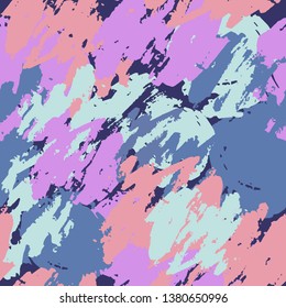 Seamless abstract pattern in blue, purple, pink for decoration, poster, banner, greeting card, postcard, advertising, packaging, cover, fabric, textile, wrapping paper, background