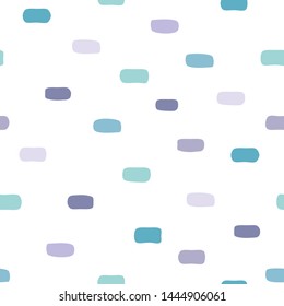 Seamless abstract pattern with blue and purple shabby spots and blots on white background. Geometric background.  Vector illustration.  Mosaic with shabby bricks.  Good for textile and wrapping