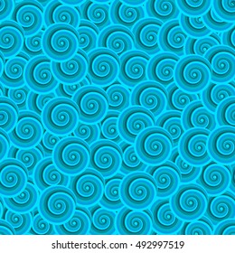 Seamless abstract pattern Blue Spiral, template for textiles, wallpapers. Vector illustration.