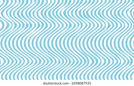 Seamless abstract pattern with blue wavy lines on a white background. Modern optical illusion design for fabric, wallpaper, and wrapping paper. Perfect for digital art, backgrounds, and creative 