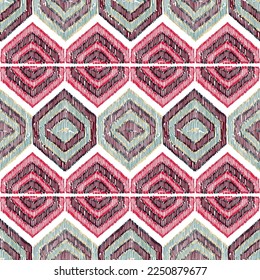 Seamless abstract pattern. Bohemian ornament, imitation of embroidery. Drawing with markers on paper. Grunge texture.