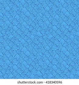 Seamless abstract pattern in bright cyan and indigo colors. Vector illustration.