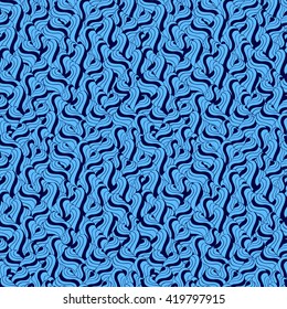 Seamless abstract pattern in bright cyan and indigo colors. Vector illustration.