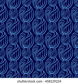 Seamless abstract pattern in bright cyan and indigo colors. Vector illustration.