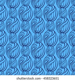 Seamless abstract pattern in bright cyan and indigo colors. Vector illustration.