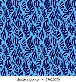 Seamless abstract pattern in bright cyan and indigo colors. Vector illustration.