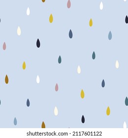 Seamless abstract pattern with bright drops on a blue background