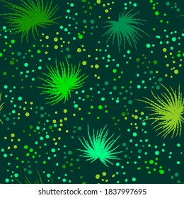 Patrón abstracto sin inconvenientes. Impresión floral brillante para textiles y papel en colores verdes. Ilustración vectorial.