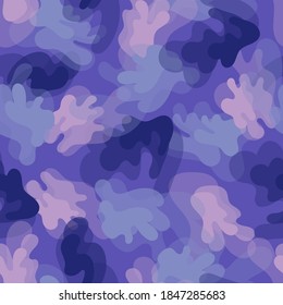Seamless abstract pattern. Bright print for textiles and paper in blue and lilac colors. Vector illustration.