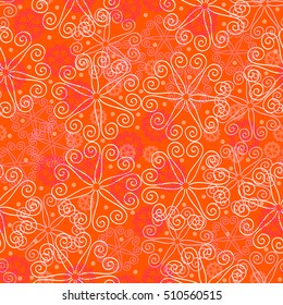 Seamless abstract pattern with bright snowflakes or flowers. Background for wallpaper, wrapping, paper, textile, fabric