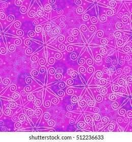Seamless abstract pattern with bright snowflakes or flowers. Background for wallpaper, wrapping, paper, textile, fabric
