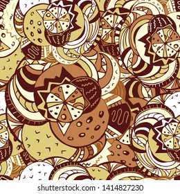 Seamless abstract pattern in brown and yellow tones
