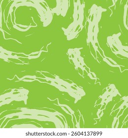 
Seamless abstract pattern with brush strokes reminiscent of abstract spiral figures in shades of green. Grunge background for decorating your designs