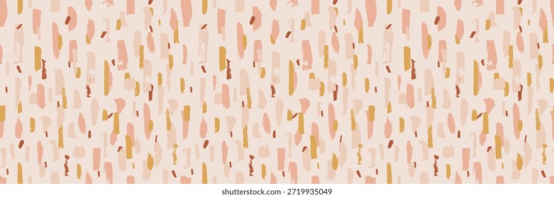 Seamless abstract pattern with brush strokes and organic shapes. Modern boho design for print, wallpaper, or textile. Beige aesthetic with watercolor texture and linear patterns.