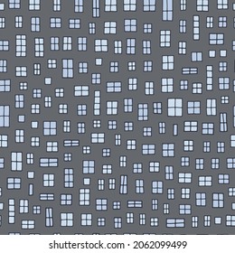 Seamless abstract  pattern with cartoon windows. Wallpaper, textile, fabric.