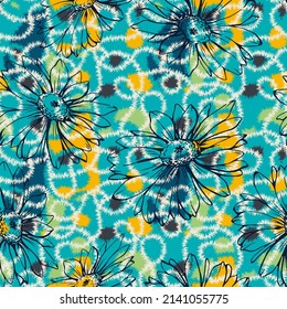 Seamless abstract pattern with chamomiles