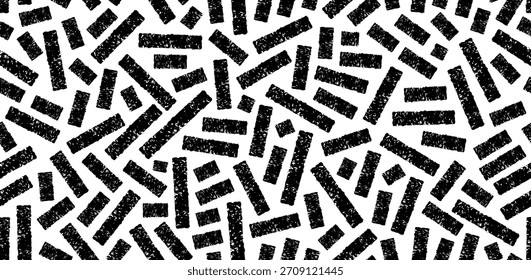 Padrão abstrato contínuo com traços grunge desenhados à mão caóticos. Vetor de fundo preto e branco moderno para tecido, papel de parede e design urbano.