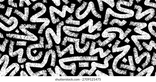 Padrão abstrato contínuo com linhas de rabisco grunge desenhadas à mão caóticas. Vetor de fundo preto e branco moderno para tecido, papel de parede e design urbano.