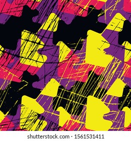 Seamless abstract pattern with chaotic puzzle elements.