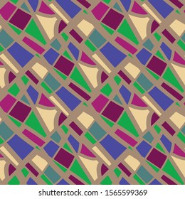 Seamless abstract pattern with chaotic stained glass motif