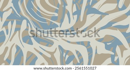 Seamless abstract pattern with a charming marble effect. The combination of neutral blue and cream creates an elegant and contemporary design. Vector illustration