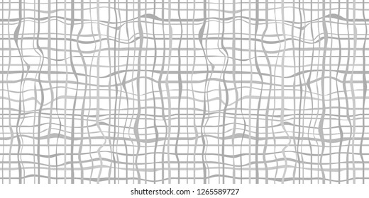 Seamless abstract pattern. Checkered background with lines and waves. Geometric texture. Dinamic backdrop. Lineal wallpaper. Decorative style. Line art creation. Black and white illustration