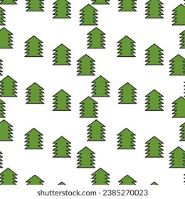 Seamless abstract pattern with christmas tree. Green, black. White background. Vector illustration. Designs for textile fabrics, wrapping paper, background, wallpaper, cover.