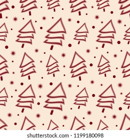 Seamless abstract pattern with a pattern from Christmas trees and snowflakes.

