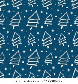 Seamless abstract pattern with a pattern from Christmas trees and snowflakes.
