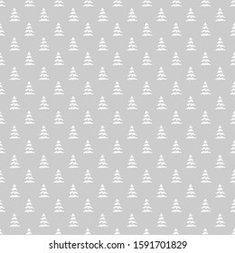 Seamless abstract pattern with christmas trees. Print for your design. Black and white illustration