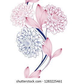 Seamless abstract pattern with chrysanthemum flowers.