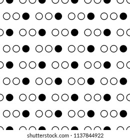 Seamless abstract pattern of circles and dots. Illustration can be used for background. Minimal graphic design. Black white versions