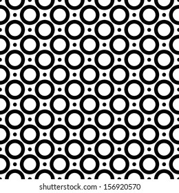 Seamless abstract pattern of circles and dots. black on a white background. vector