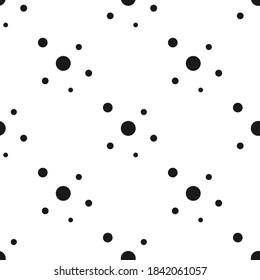 Seamless abstract pattern of  circles and dots on white. Decorative wallpaper, good for printing. Vector illustration. Black and white