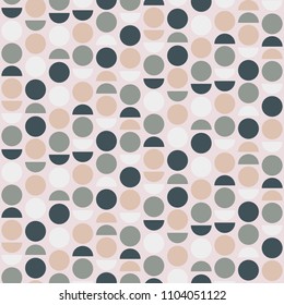 Seamless abstract pattern with circles and semicircle. Geometric wallpaper. Vector background.
