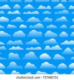 Seamless abstract pattern with clouds. Cartoon clous vector background