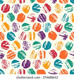 Seamless abstract pattern with color hand drawn circles