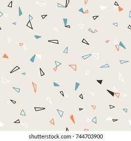Seamless abstract pattern with color hand drawn triangles