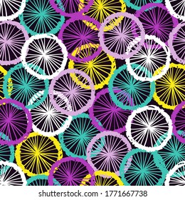 Seamless abstract pattern with colorful circles. Trendy vector print