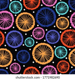 Seamless abstract pattern with colorful circles. Trendy vector print