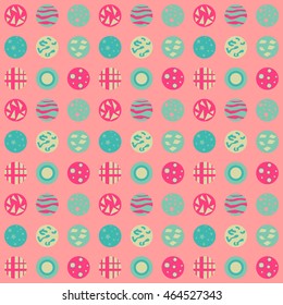 Seamless and abstract pattern with colorful circles full of different shapes as a background - Eps10 vector graphics and illustration