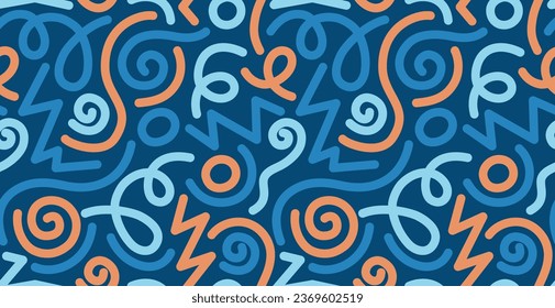 Patrón abstracto impecable con elementos de doodle coloridos. Fondo del vector	